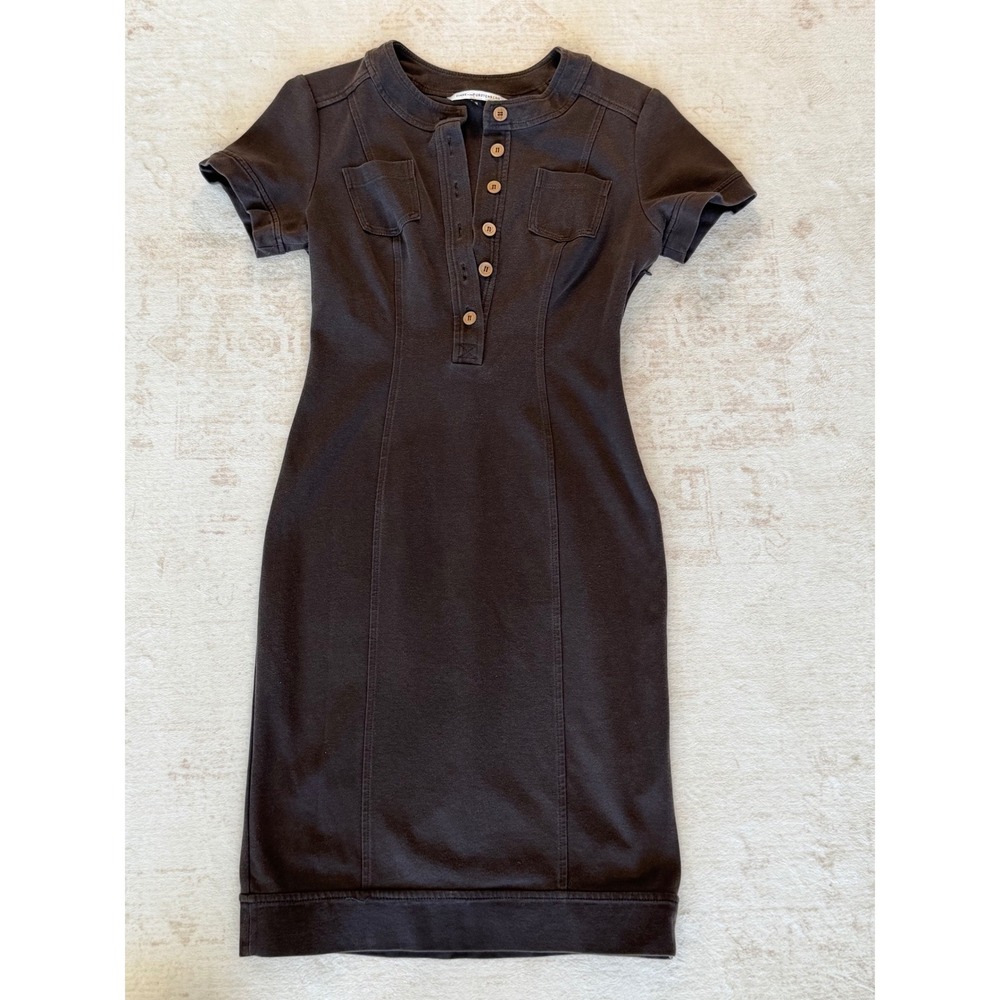 Diane von Furstenberg Brown Button Front Short Sleeve Utility Sheath Dress 8